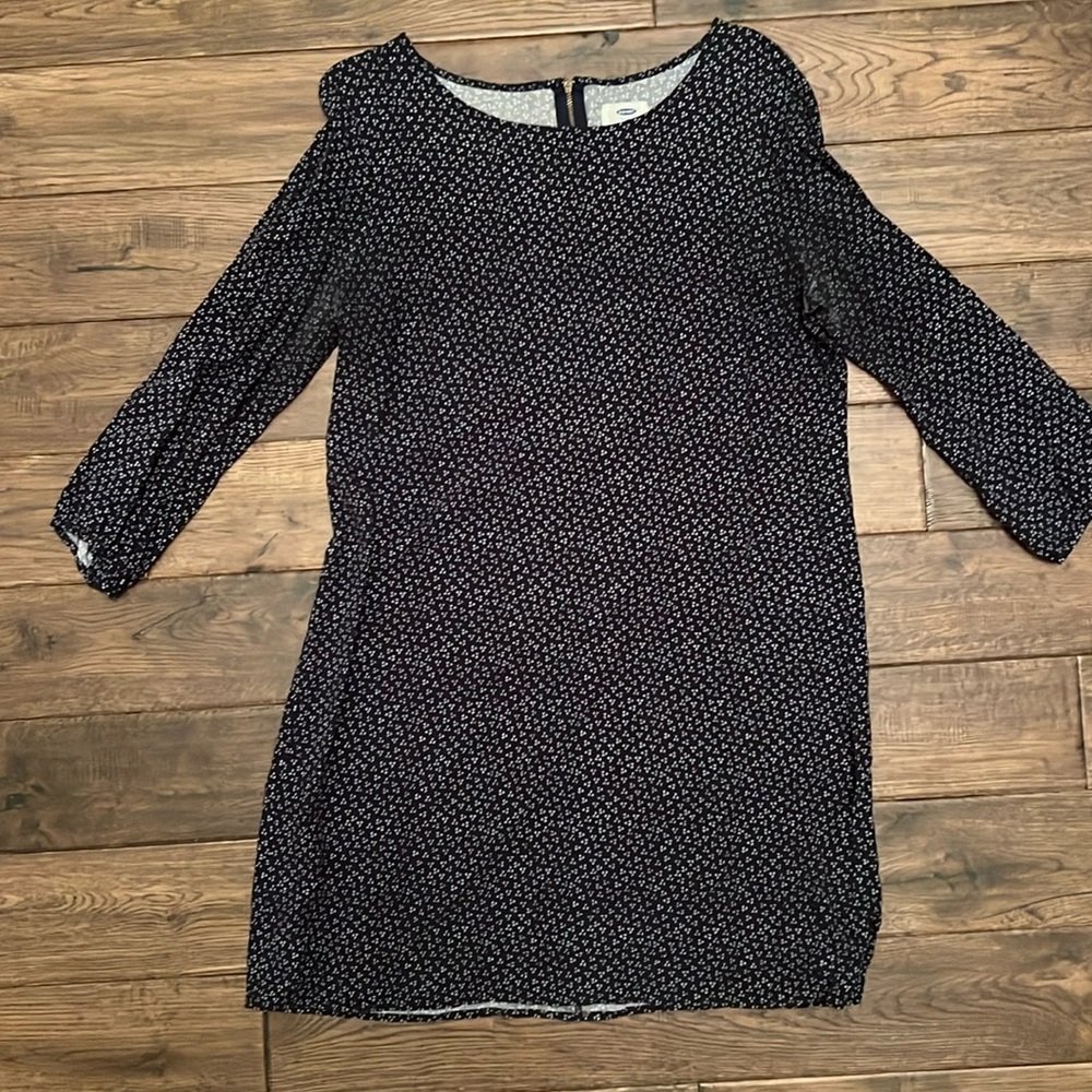 Old Navy Large TALL navy floral 3/4 sleeve shift dress